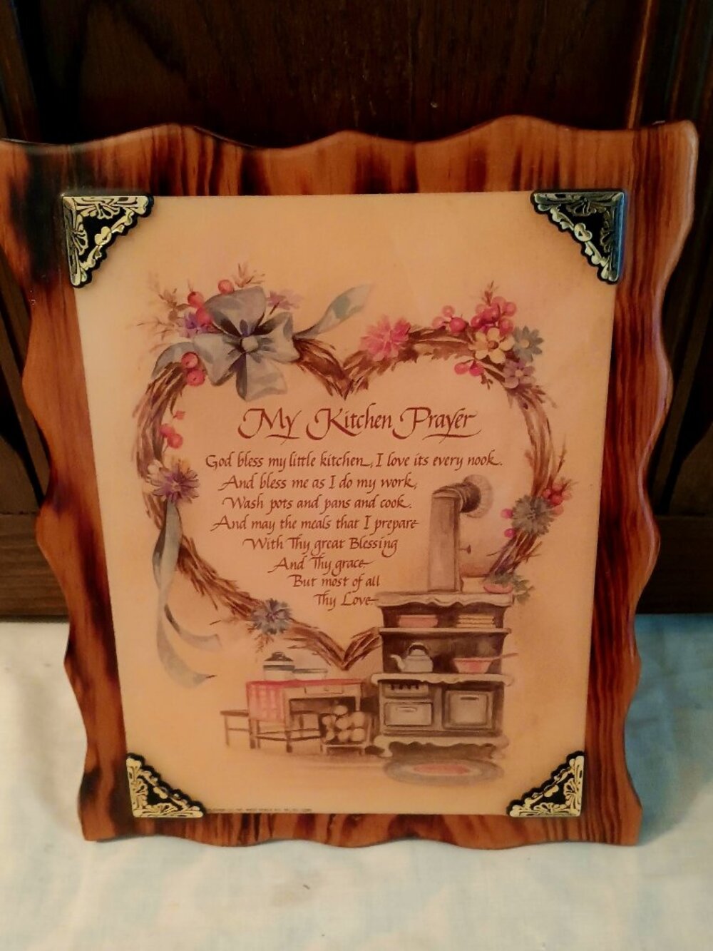 Vintage (1992) Stapco wooden My Kitchen Prayer wall plaque ~ Like New